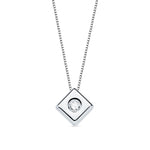 Tour de cou diamant losange en or blanc 18 carats 0,050 Qts. G-Vs2. Chaîne 42 cm
