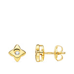 18K Yellow Gold Star Earrings 5.5x5.5 mm Diamond 0.040 Qt. G-Vs2.