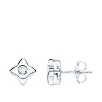 18K White Gold Star Earrings 6x6 mm Diamond 0.100Qt. G-Vs2.