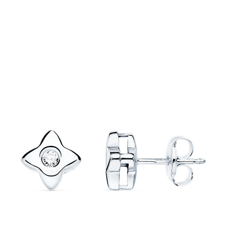 18K White Gold Star Earrings 6x6 mm Diamond 0.100Qt. G-Vs2.