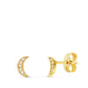 18K Yellow Gold Moon Earrings Diamonds 0.05 Cts. Si-H 7x3 mm Pressure