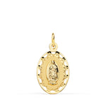 18K Yellow Gold Medal Virgin of Guadalupe Openwork Frame 23x14 mm