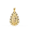 Médaille Vierge de Guadalupe Or Jaune 18 Carats Cadre Ajouré et Sculpté 22x14 mm
