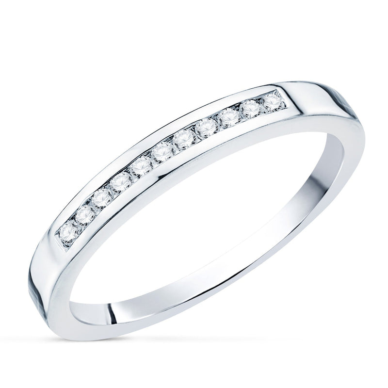 Bague en or blanc 18 carats 11 diamants 0,150 Qts. Si-H