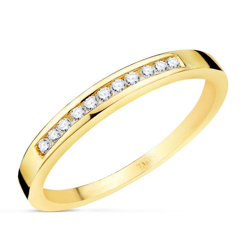 Bague en or jaune 18 carats 11 diamants 0,150 Qts. Si-H