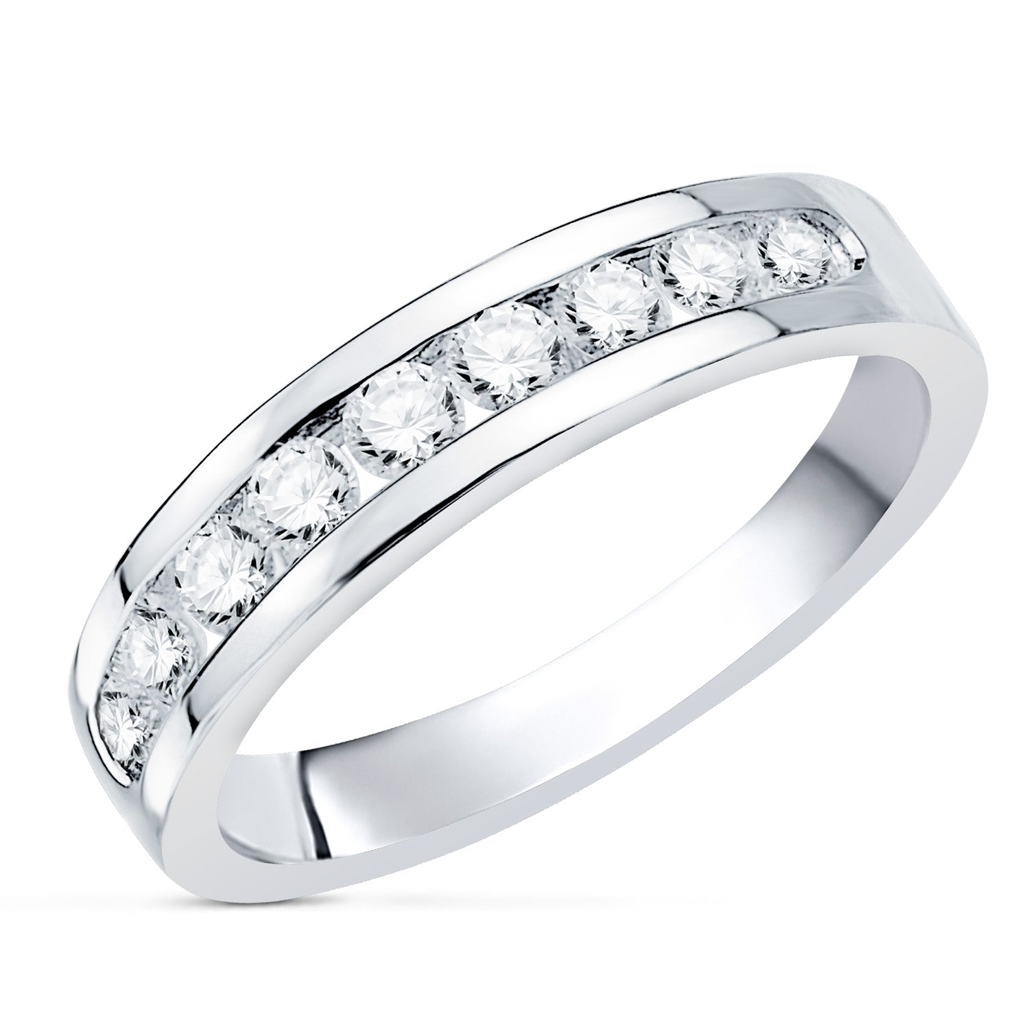 18K Alliance 9 Diamonds White Gold 0.50 Carats Purity VS2 Color G Brilliant Cut