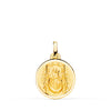 Lunette Médaille de la Vierge du Trône du Pin Or Jaune 18 Carats 16 mm