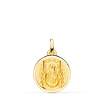 Lunette Médaille de la Vierge du Trône du Pin Or Jaune 18 Carats 16 mm