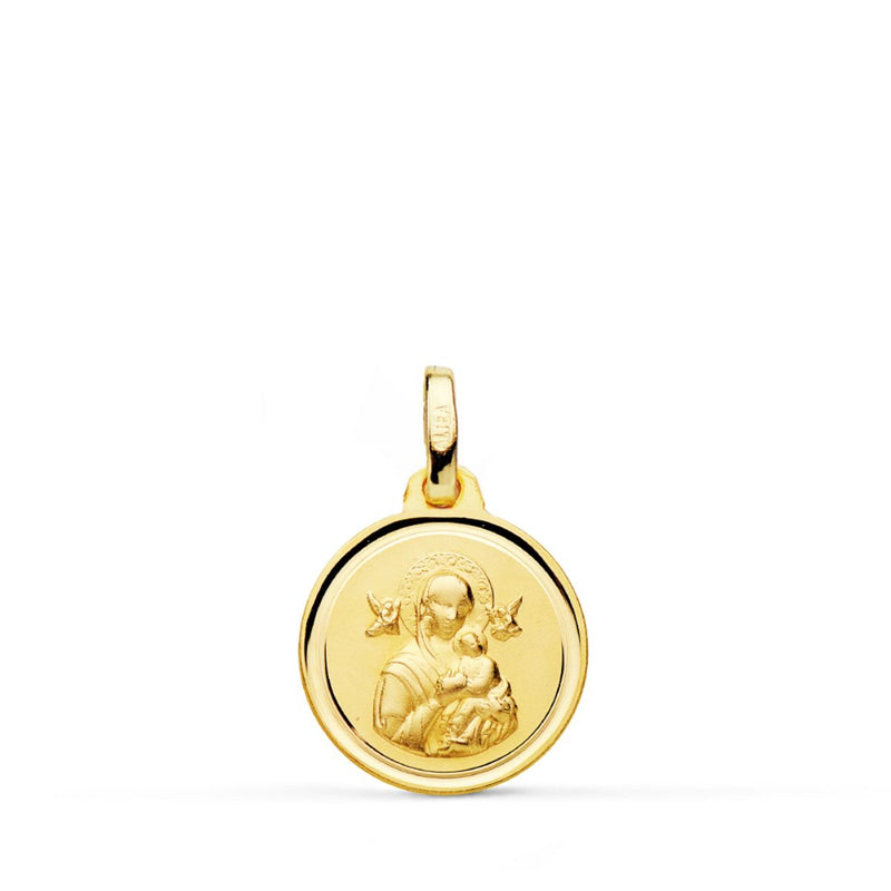 9K Virgin Perpetual Help Medal Bezel 14 mm