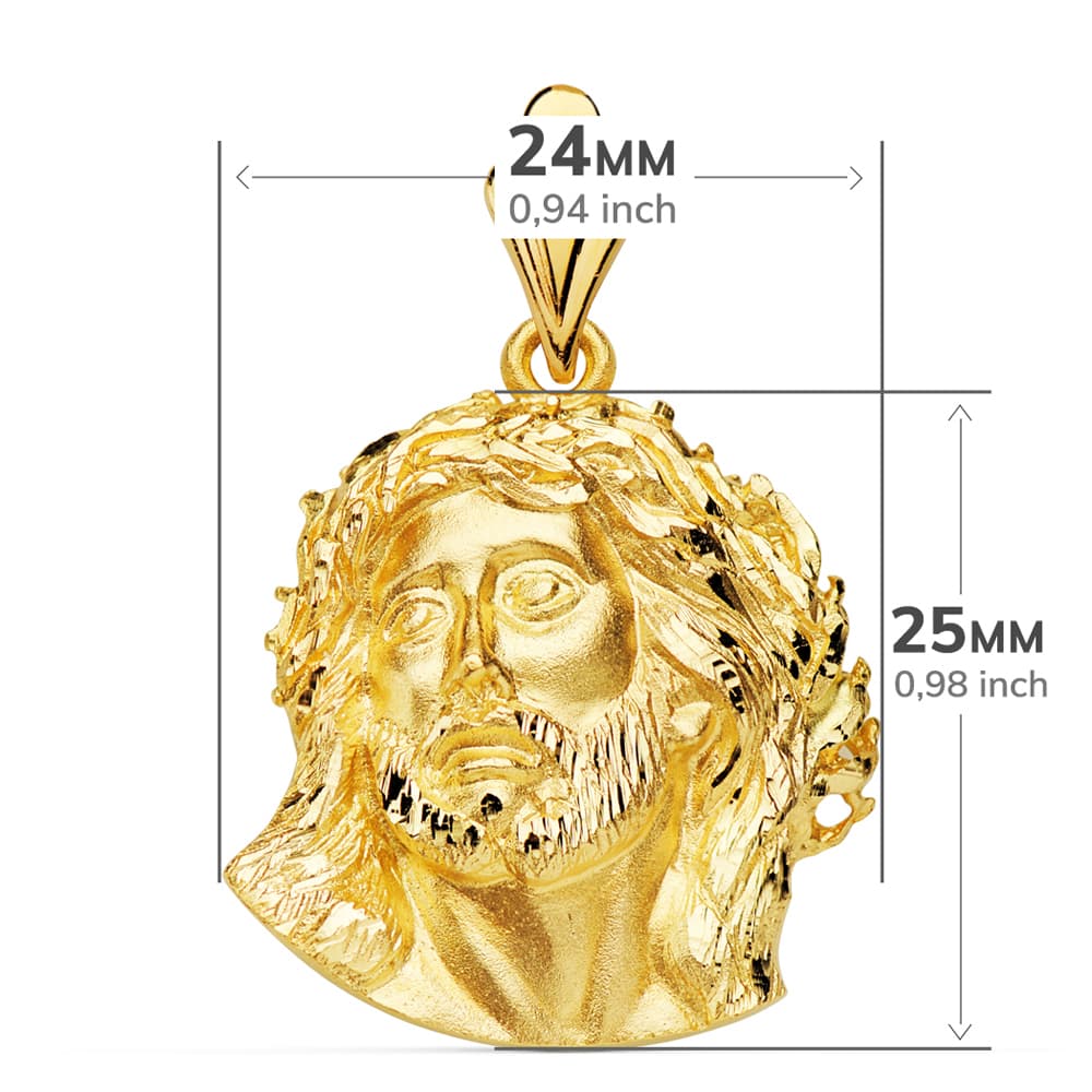 18K Christ Head of Murillo 25x24 mm