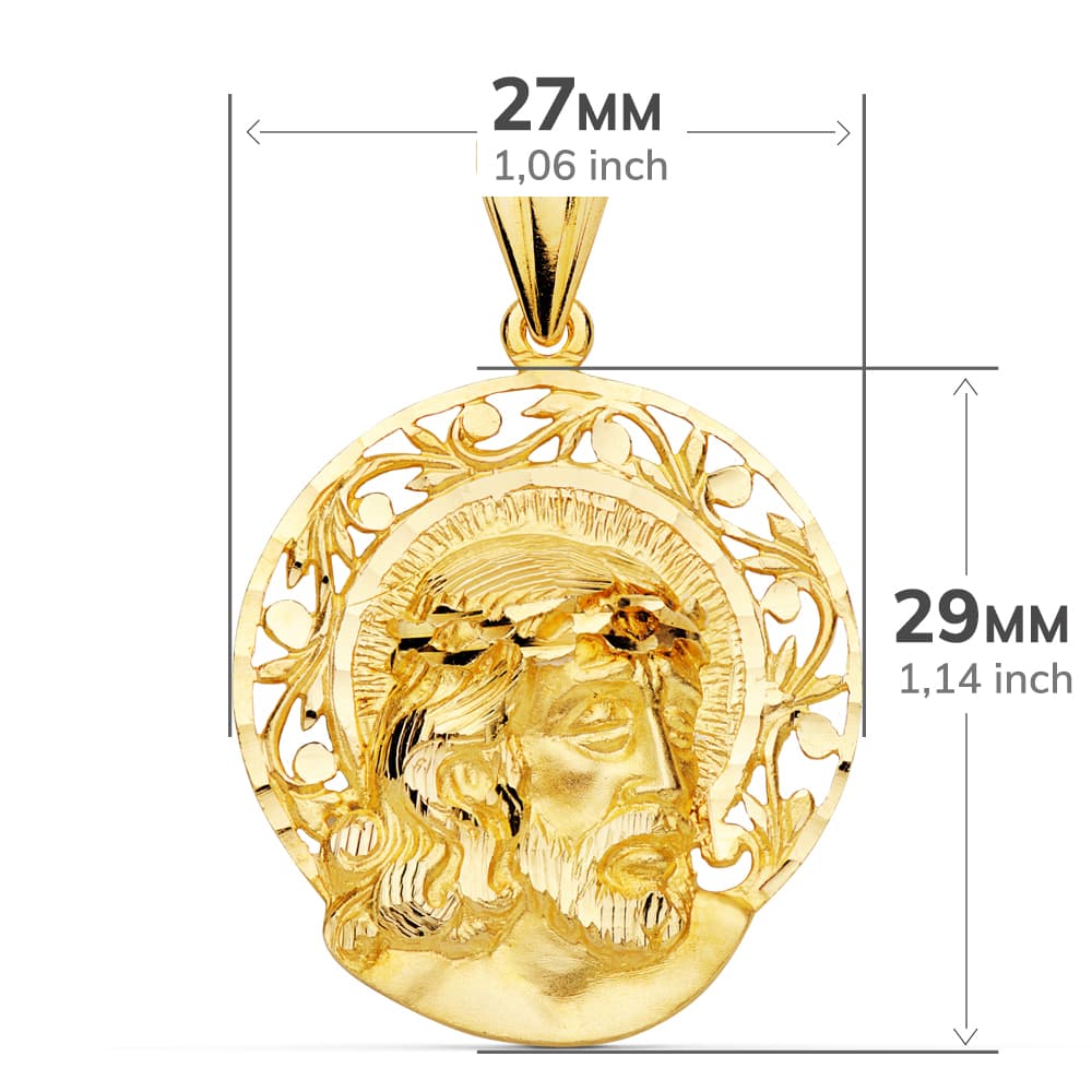 18K Christ Head Halo 29x27 mm