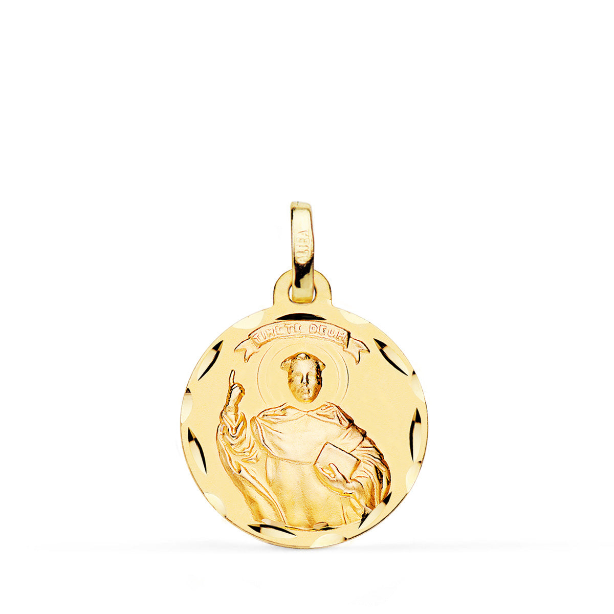 Médaille 18K Or Jaune San Vicente Ferrer Sculptée 18 mm