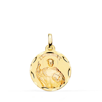 18K Yellow Gold Medal Saint Vincent Ferrer Carved 18 mm