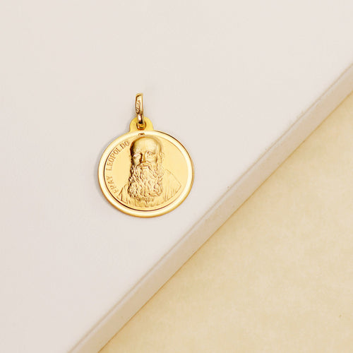 Médaille en or jaune 18 carats Fray Leopoldo Lunette 18 mm