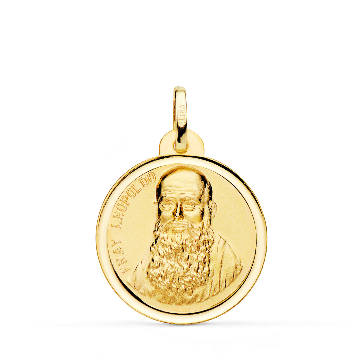 Médaille 18K Or Jaune Fray Leopoldo Bisel 22 mm