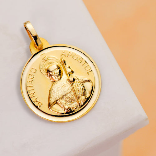 18K Medalla Santiago Apostol Bisel 18 mm