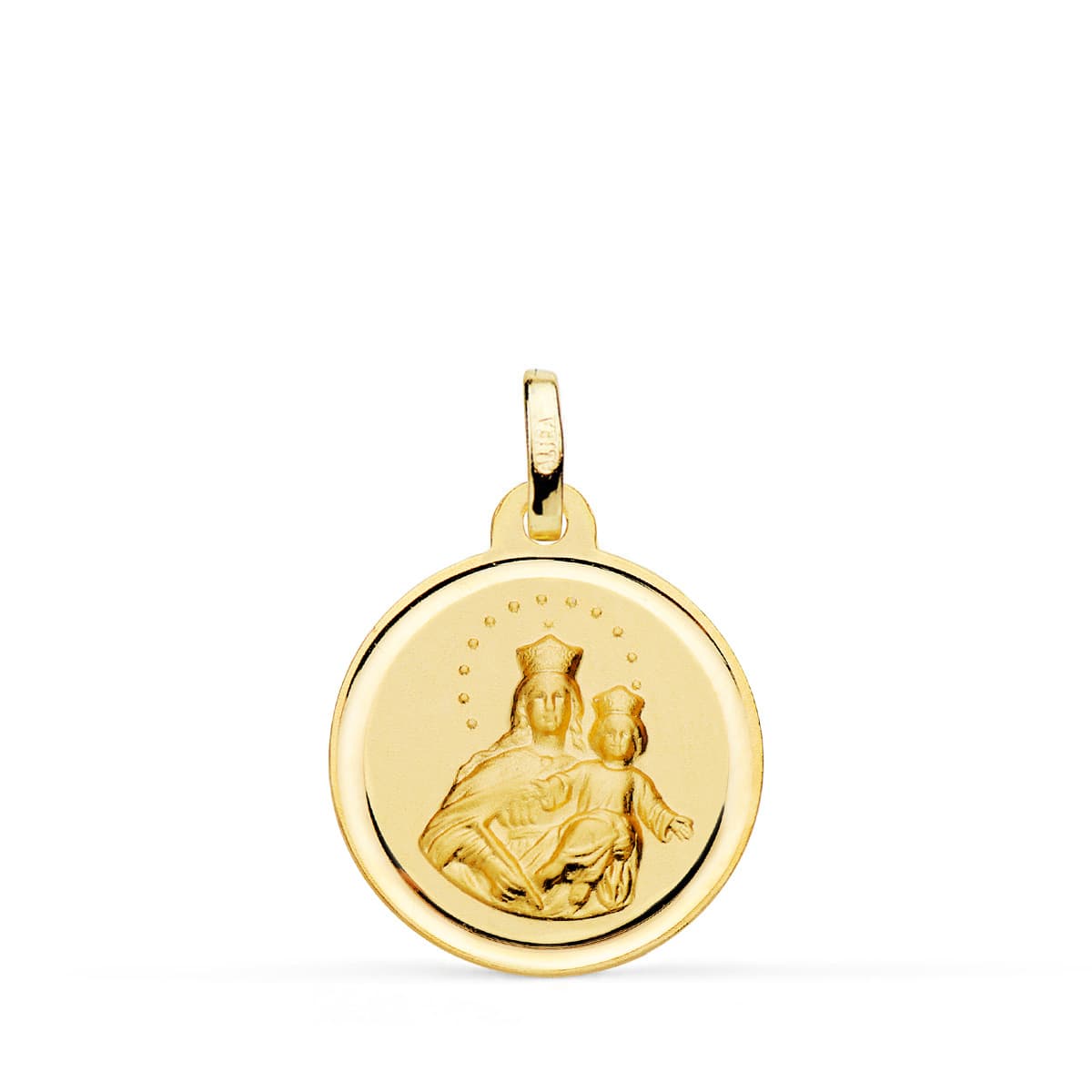 Médaille Vierge Marie Auxiliatrice 18K Biseau 18 mm