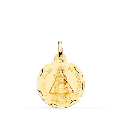 18K Virgin Saint Mary of Guadalupe Medal Carved 18 mm