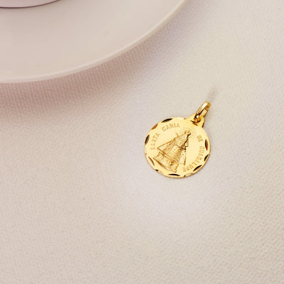 18K Virgin Saint Mary of Guadalupe Medal Carved 18 mm