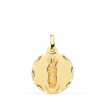 Médaille Vierge de l'Almudena en Or Jaune 18 Carats Sculptée 18 mm