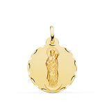 18K Yellow Gold Medal Virgin of Almudena Carved 22 mm