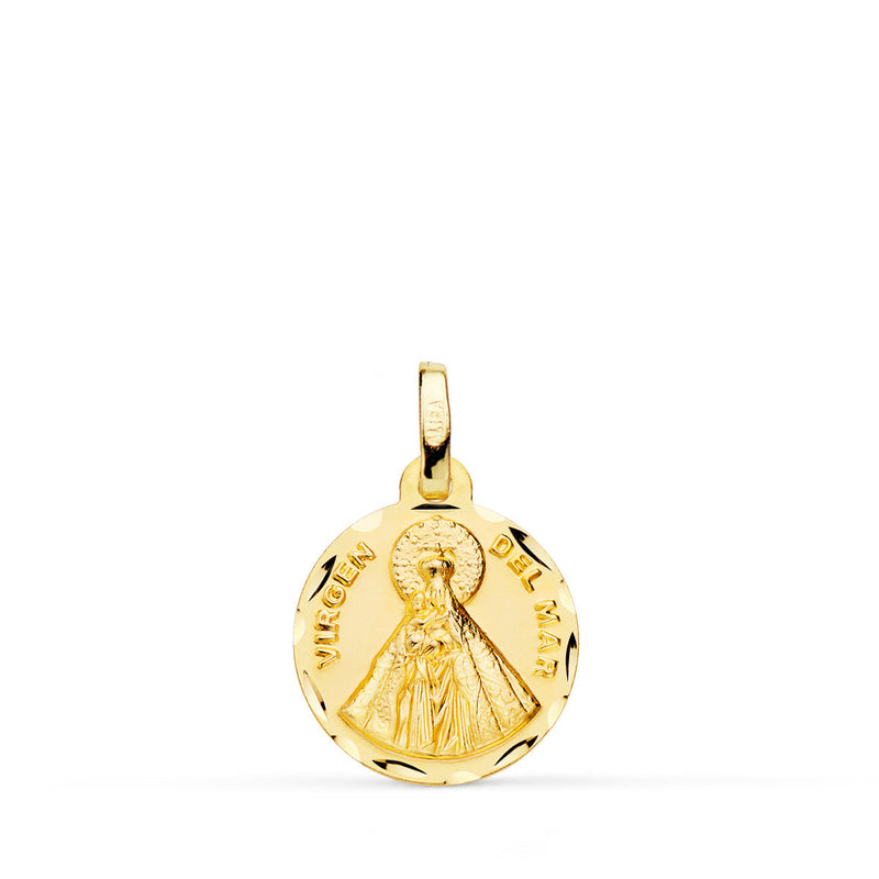 18K Medalla Nuestra SeãOra Virgen Del Mar 14 mm Tallada