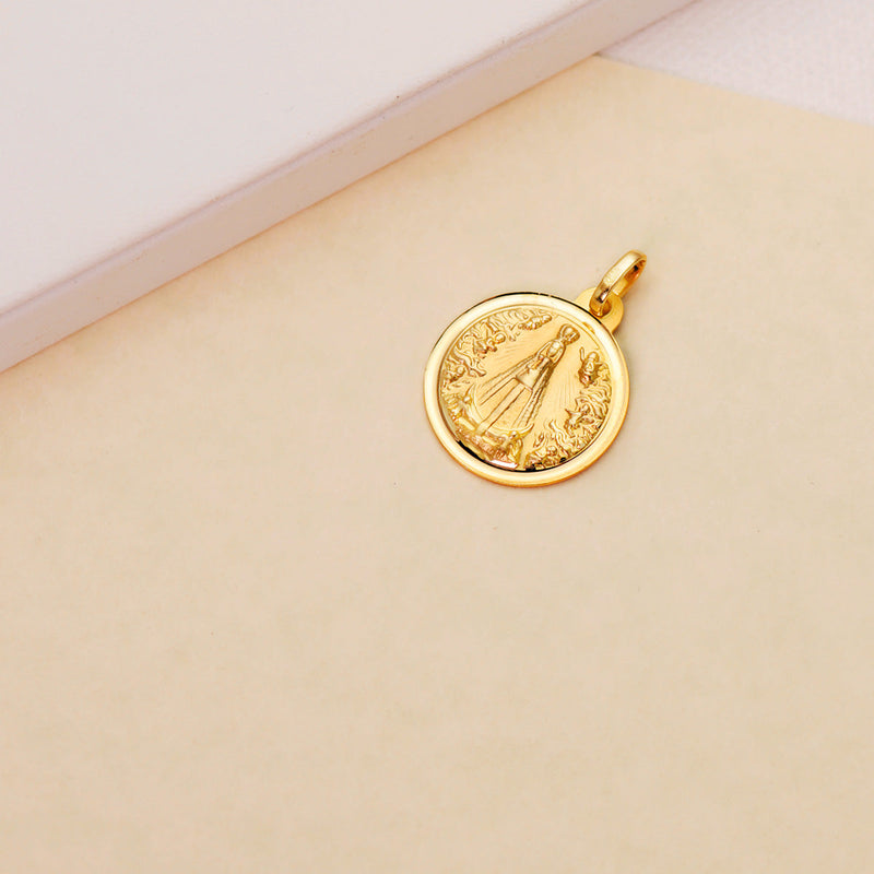 18K Medalla Virgen Nuestra Señora De Begoña Bisel 18 mm