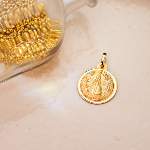 18K Medalla Virgen Ntra Sra De Begoña 20 mm Bisel