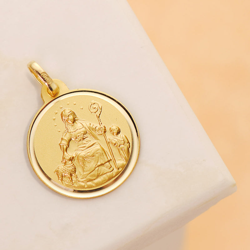 Médaille de la divine bergère 18 carats, taille de lunette de 18 mm