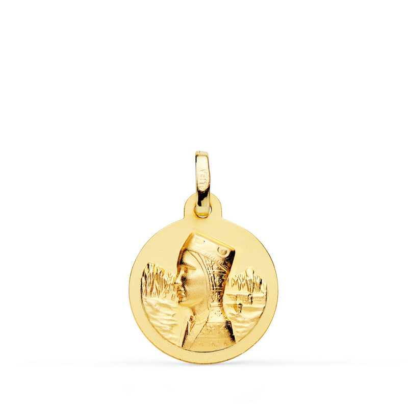 18K Yellow Gold Medal Virgin of Montserrat Smooth Matt 16 mm
