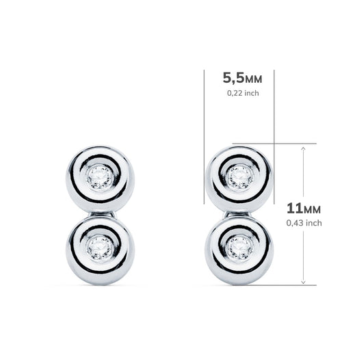 Pendientes Oro Blanco Chaton 4 Brillantes 0.08 Qts. 1.7 mm Vs2-G. 11x5.5 mm