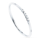 18K White Gold Ring 5 Diamonds 0.025 Qts. Round Body 1 mm