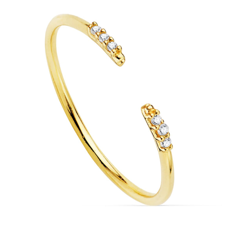 Bague ouverte en or jaune 18 carats diamants 0,030 Qts. G-Vs2. Corps rond 1 mm