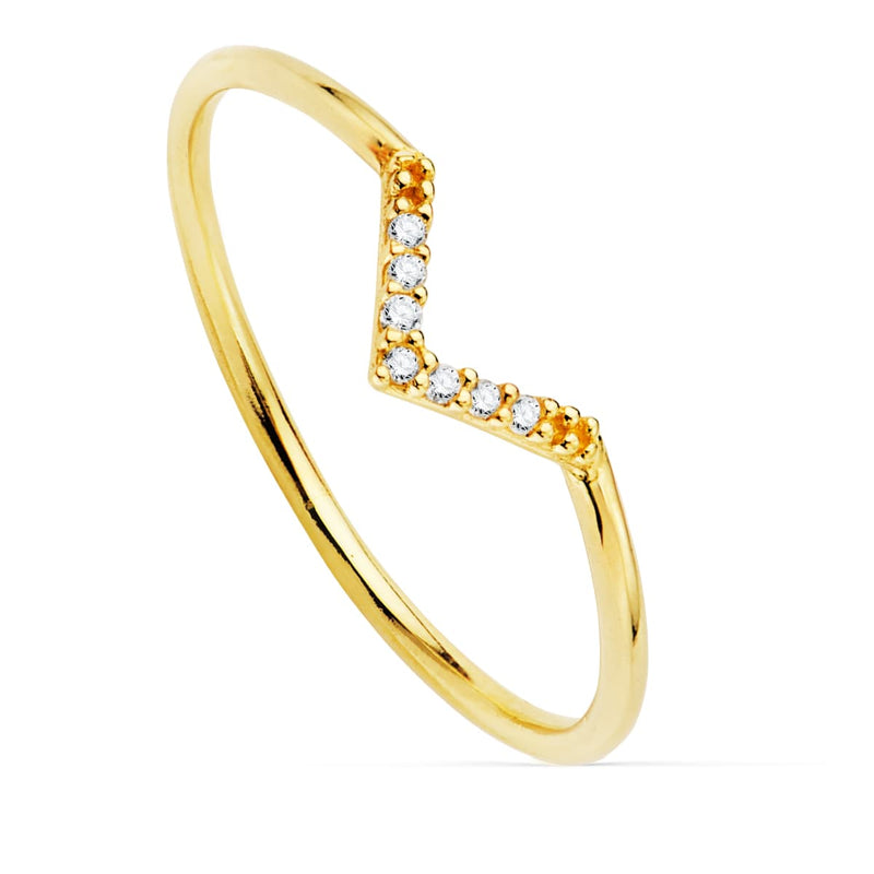 18K Yellow Gold Ring 7 Diamonds 0.035 Qts. G-Vs2. Round Body 1 mm
