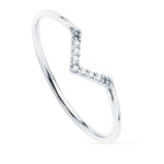 18K White Gold Ring 7 Diamonds 0.035 Qts. G-Vs2. Round Body 1 mm
