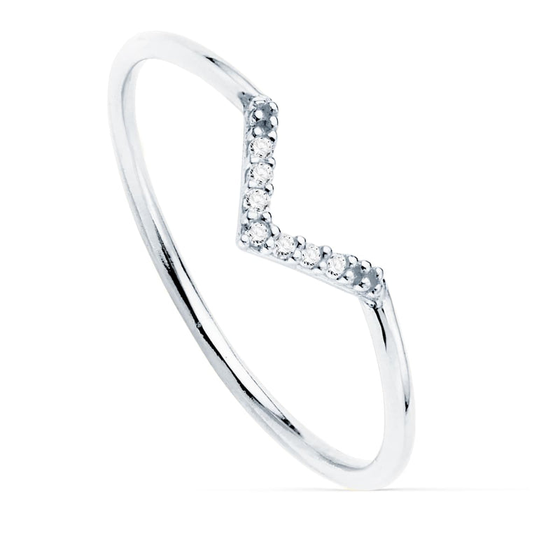 18K White Gold Ring 7 Diamonds 0.035 Qts. G-Vs2. Round Body 1 mm