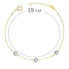 18K Pulsera Bicolor Cadena Forzada 19cm Tres Diamantes 0.045 Qts.  G-Vs2