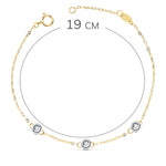 18K Pulsera Bicolor Cadena Forzada 19cm Tres Diamantes 0.045 Qts.  G-Vs2