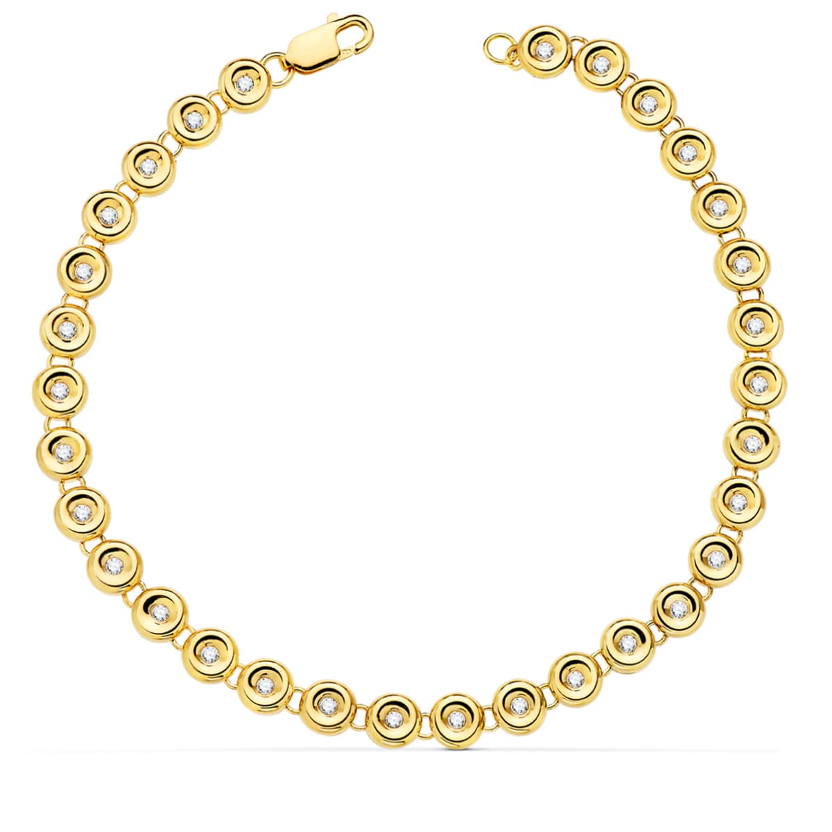 Bracelet Riviere Or Jaune 18K 31 Diamants. 0.434 Qts. 4.85 mm 18.5 cm G-Vs2