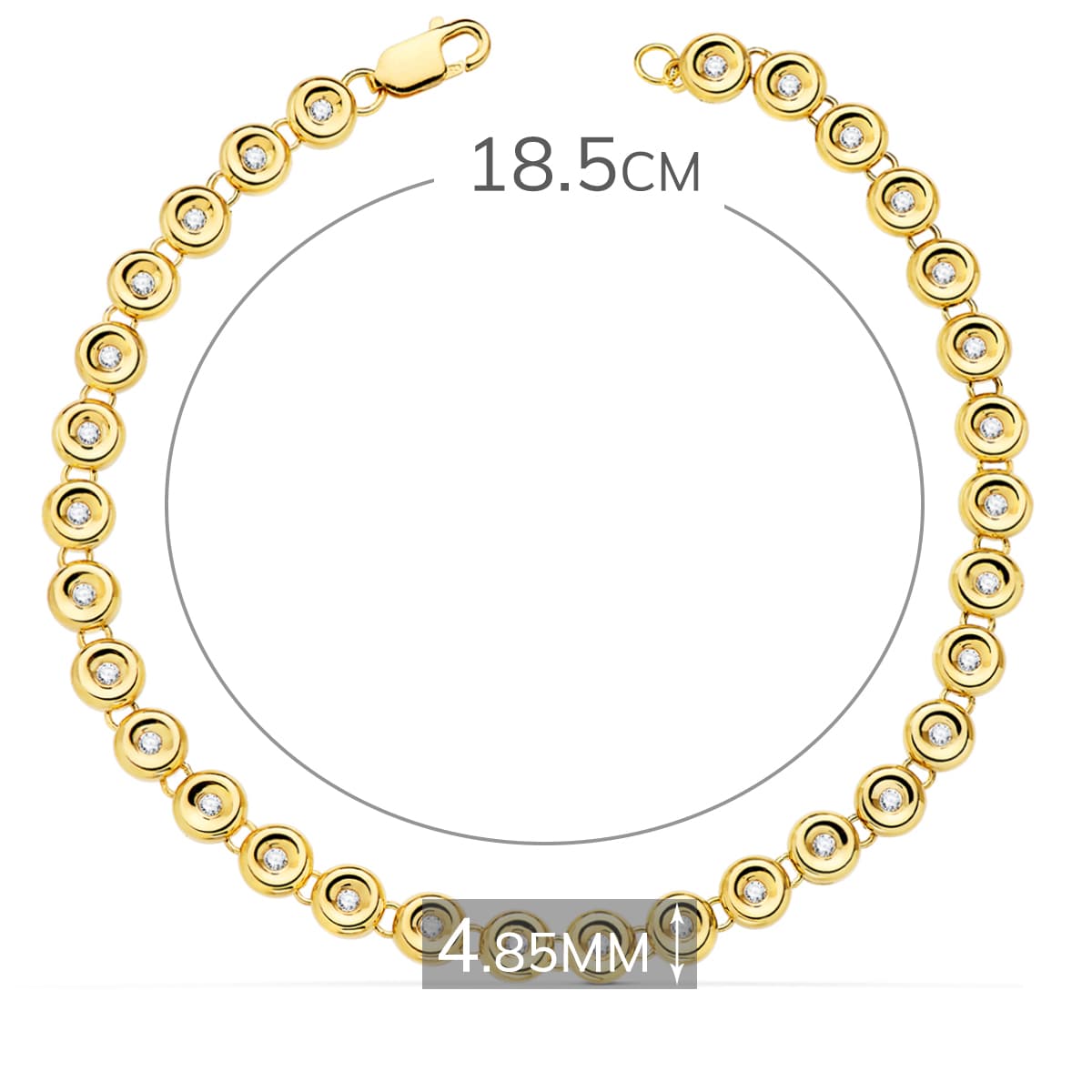 18K Yellow Gold Riviere Bracelet 31 Diamonds. 0.434 Carats. 4.85 mm 18.5 cm G-Vs2