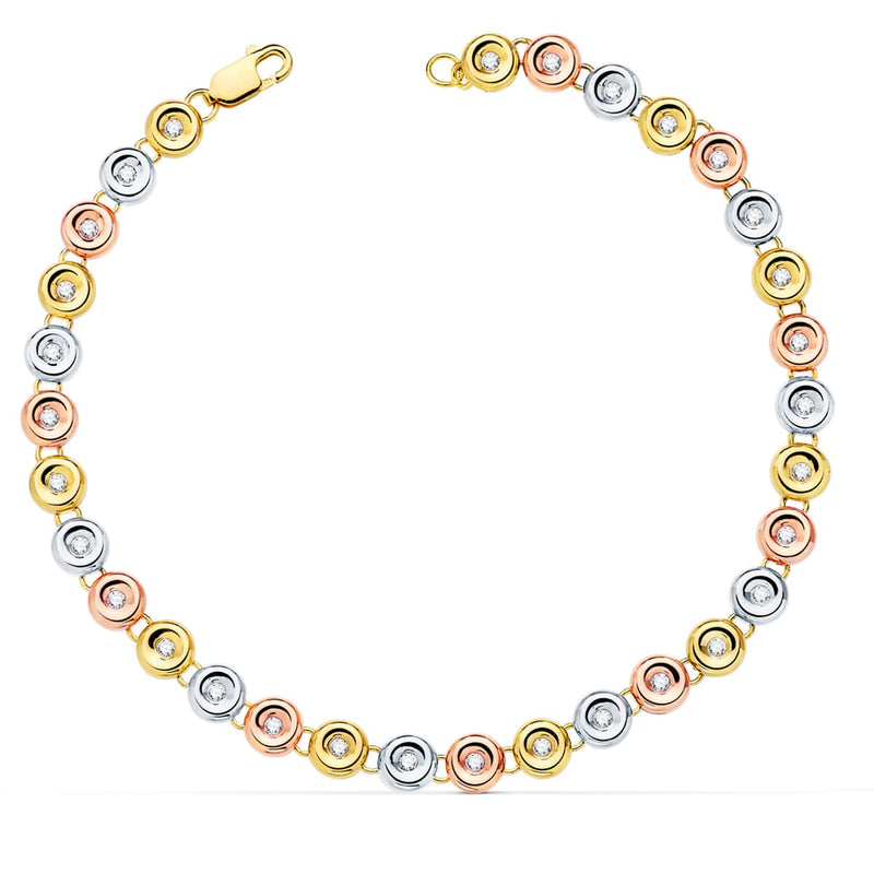 18K Pulsera Riviere Oro Tricolor 31 Diamantes. 0.434 Qts.  4.85 mm 18.5 cm G-Vs2