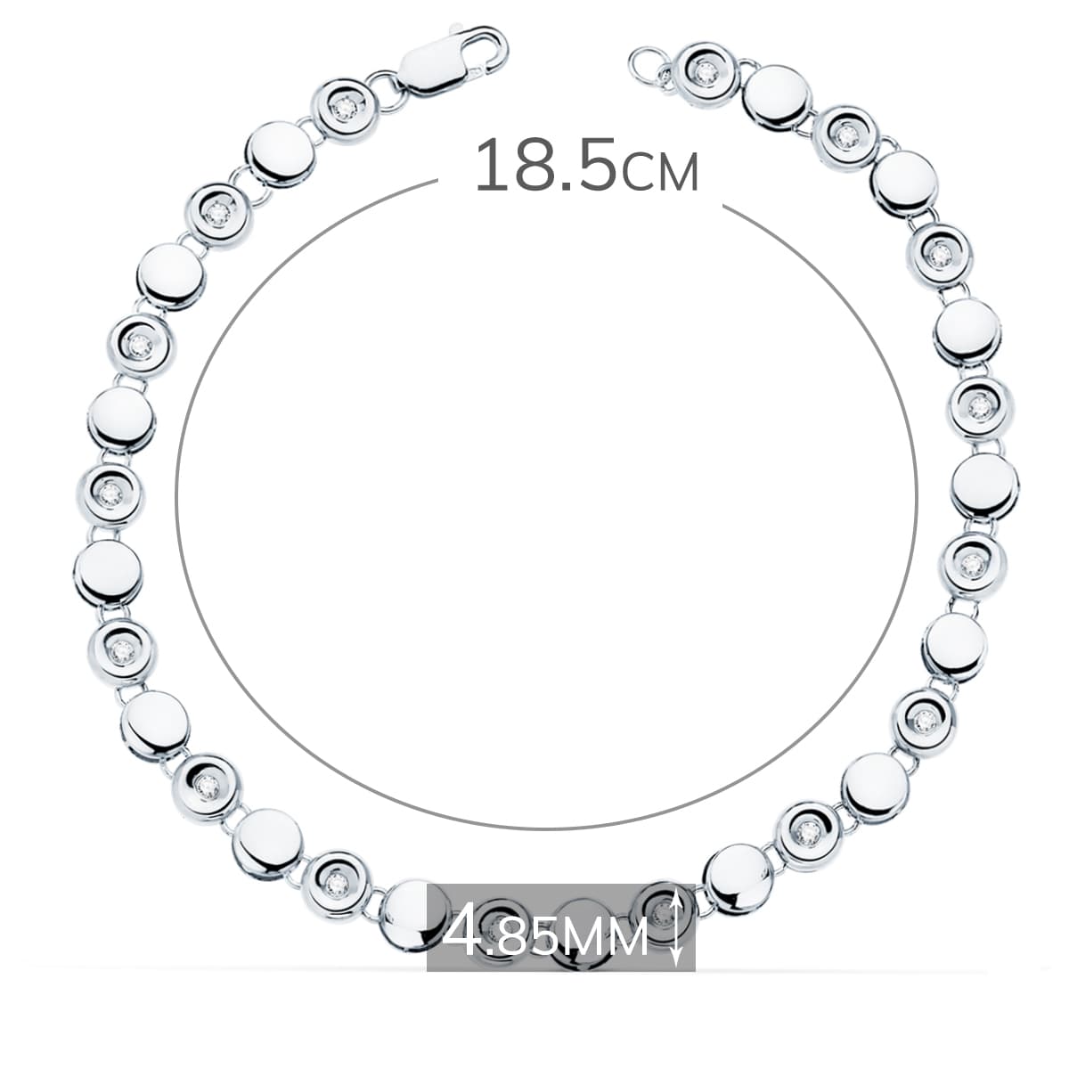 18K Riviere Bracelet White Gold 16 Diamonds 0.240 Carats 4.85 mm G-Vs2. 18.5 cm
