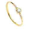 Bague diamant en or jaune 18 carats 0,140 Qts. G-Vs2. Diamant 3 mm et 6 de 1 mm