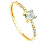 Sortija Oro Amarillo 14 Diamantes 0.070  Qts. G-Vs2 Aguamarina 4x4 mm Ancho 1 mm
