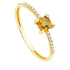 18K Yellow Gold Ring 14 Diamonds 0.070Qts. G-Vs2. Citrine 4x4mm Body 1 mm