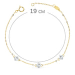 18K Pulsera Oro Bicolor Chaton De 3 Rombos Con Diamantes Si-H 0.045  Qts. 17 cm
