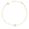 18K Pulsera Oro Bicolor Chaton De Rombo Con Diamante Si-H 0.015  Qts. 19 cm