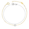 18K Pulsera Oro Bicolor Chaton De Rombo Con Diamante Si-H 0.015  Qts. 19 cm