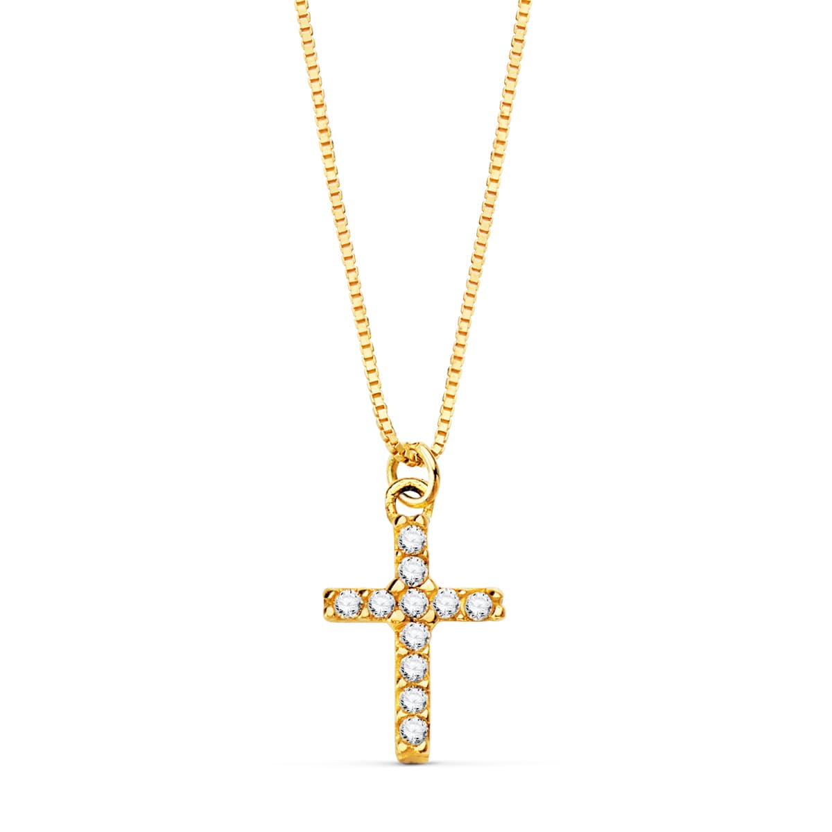 18K Cross Choker 8.5x 6.5mm 11 Diamonds 0.05Ct. Venetian Chain 45cm G-Vs2