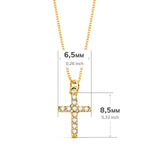 18K Gargantilla Cruz 8.5x 6.5mm11 Diamantes 0.05Qt.Cadena Veneciana 45cm G-Vs2